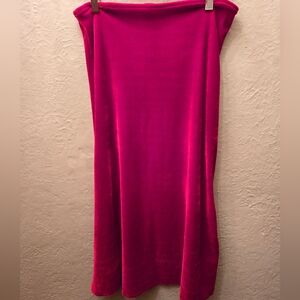 LaSenza Girl Y2K Red Velvet Midi Skirt — Ruched Slit